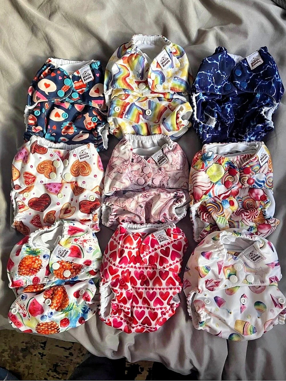 Mama Koala Pocket Cloth Diapers One-Size Lot Multicolor Lot of 9